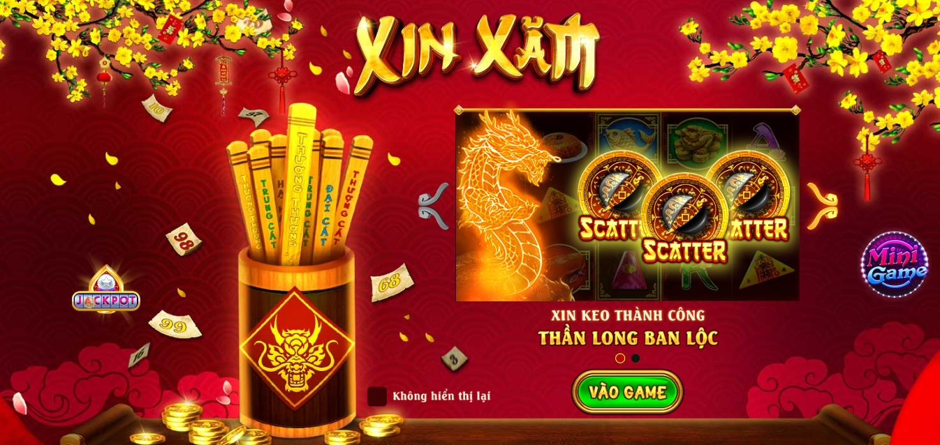 Cách quay Slot game nổ hũ Xin xăm ở cổng game play Rikvip